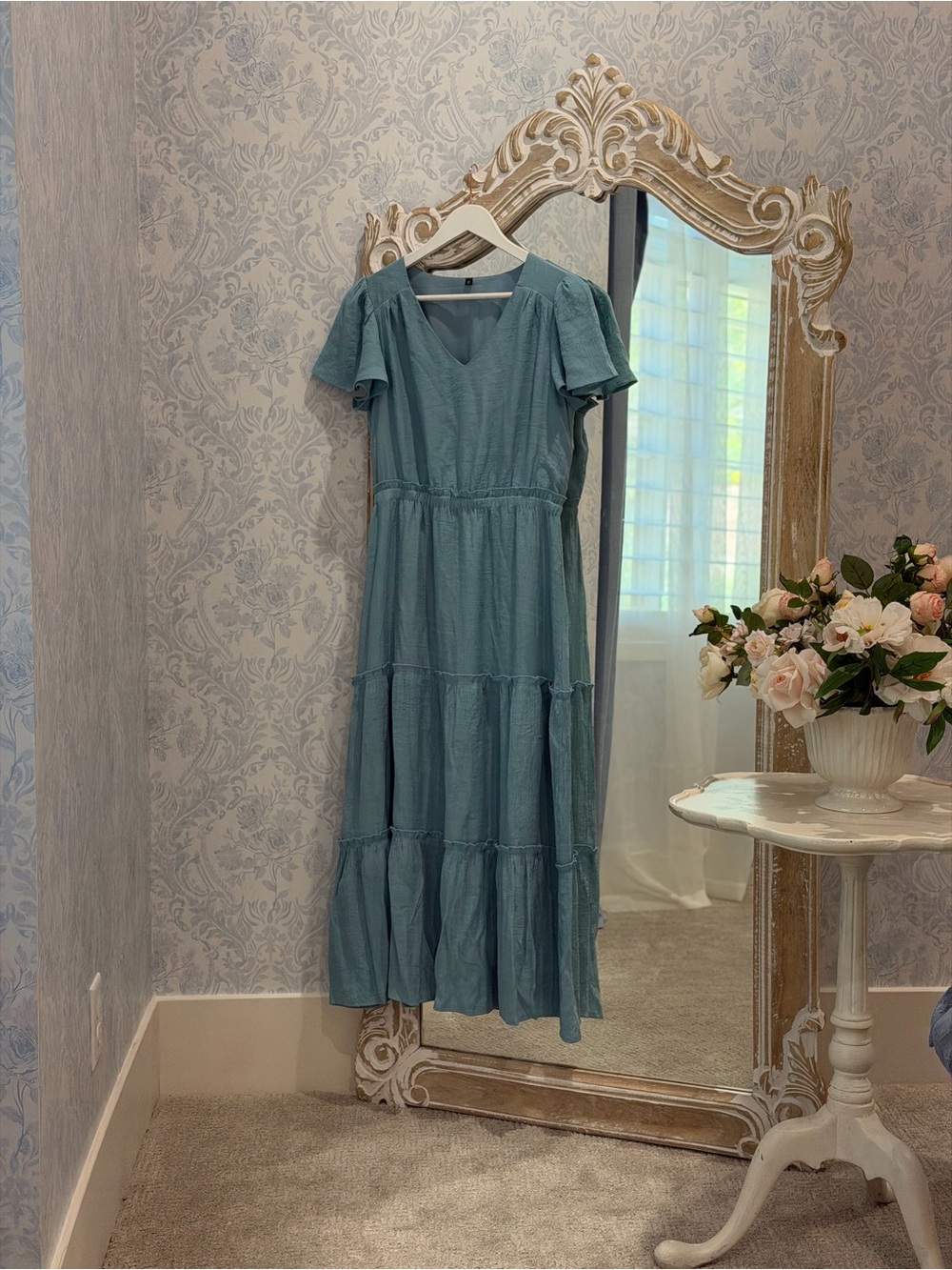 Seafoam Tiered V-Neck Maxi Dress